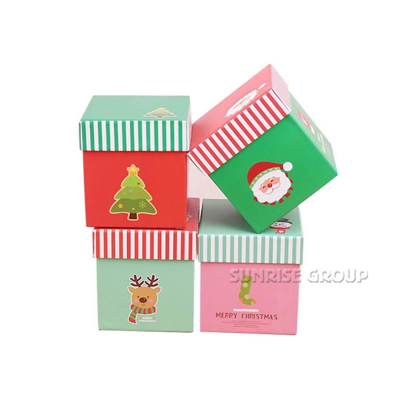 小さな正方形の紙印刷クリスマスイブアップルギフトボックス