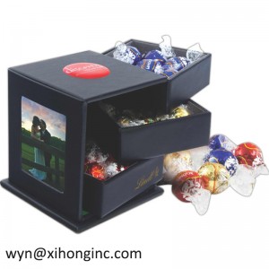 新しいデザインのラグジュアリーハート型カスタムプリントチョコレートダンボールボックス