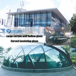 高品質のカーテンウォール絶縁ガラスは、24 Kゴールドと他の色でコーティングされ、柔軟な湾曲絶縁ガラス