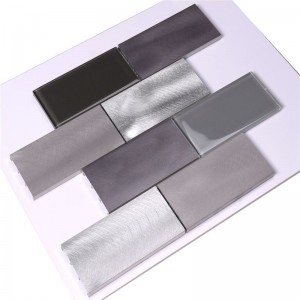 灰色のバスルームbacksplash地下鉄タイル