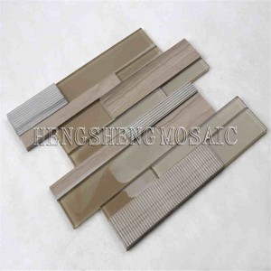 高品質の地下鉄タイルでユニークなアートストリップガラスミックスセラミックマーブルモザイク