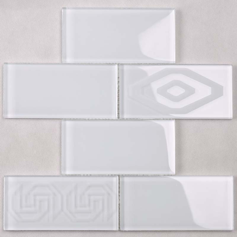 バスルームスーパーホワイトクリスタルガラスモザイクブリックタイル北アメリカ最新デザイン
