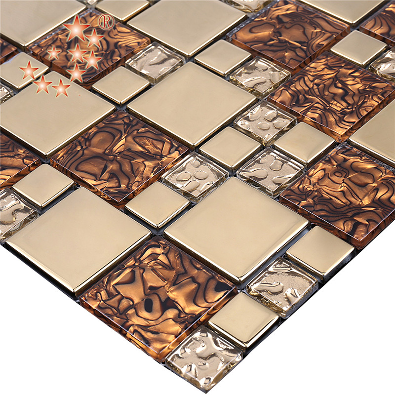 新しいデザインの金箔複数の防水パターンのガラスと石のモザイク