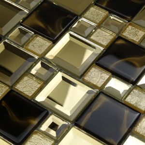 建築材料の壁の装飾シャイニーゴールドベベルドミラーモザイクガラスタイル