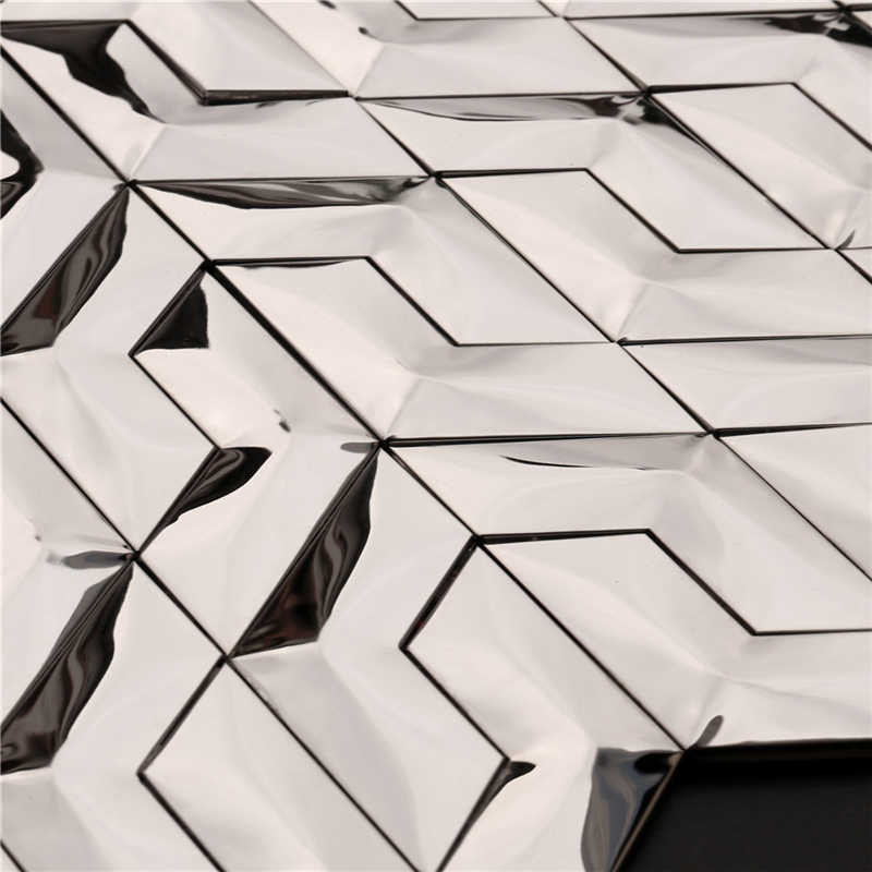 3D効果シルバーミラー金属モザイク壁タイル