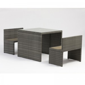 アルミラタンの四角いテーブルパークベンチアウトドア家具傘の穴を設定する