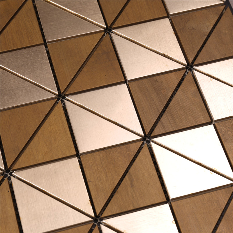 シャンパンゴールド色の幾何学模様のモザイクタイルHSW18118を装飾