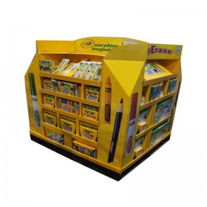 クリスマス商品プロモーションペーパーディスプレイスタンドカスタムメイド4サイドメタルまたはプラスチック