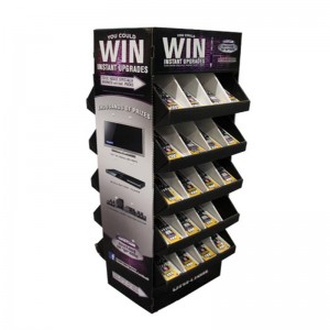 クリスマス商品プロモーションペーパーディスプレイスタンドカスタムメイド4サイドメタルまたはプラスチック