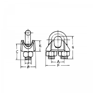 亜鉛メッキ米国型可鍛性ワイヤーロープクリップ