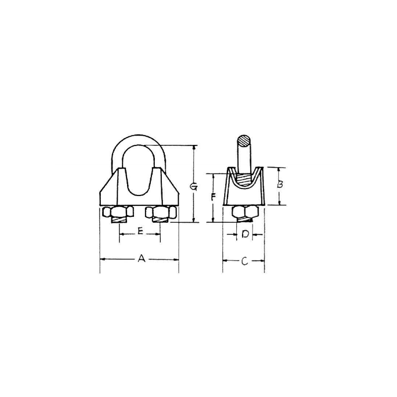 DIN 741亜鉛メッキ可鍛性ワイヤーロープクリップ