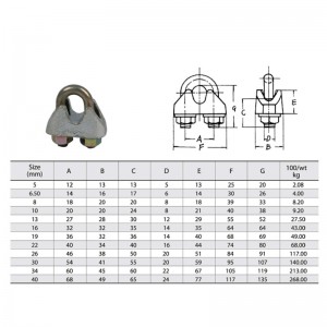 DIN 1142亜鉛メッキ可鍛性ワイヤーロープクリップ