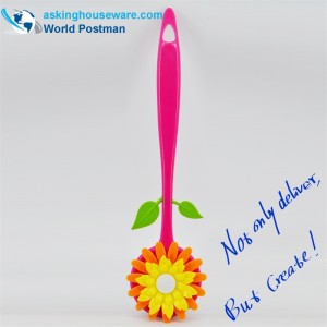 AKLBB001ロングハンドルフラワー型バスソフトクリーニングブラシ