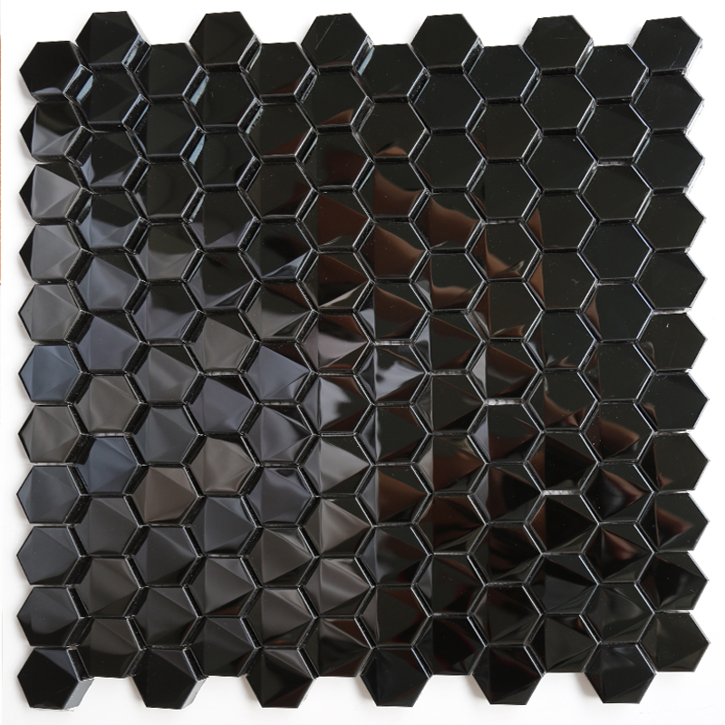 六角形の黒のバスルームキッチンBlacsplashステンレスモザイクタイル