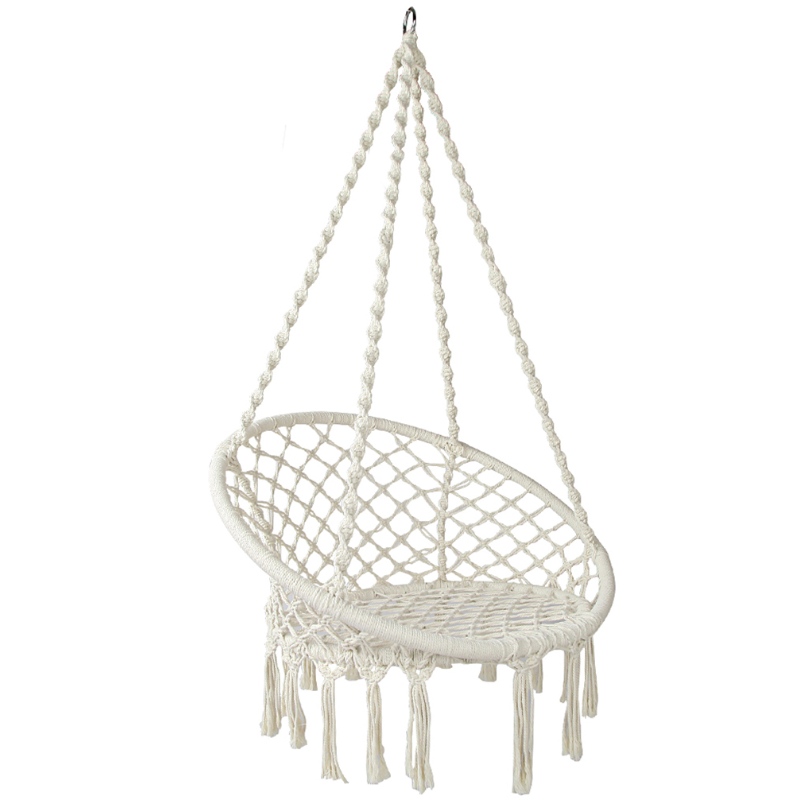 大人用または子供用の屋内屋外の使用吊り椅子Macrame 100％手作りのポータブルコットンハンモック椅子
