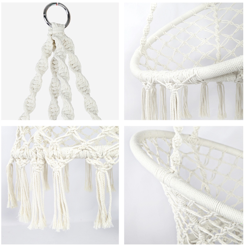 大人用または子供用の屋内屋外の使用吊り椅子Macrame 100％手作りのポータブルコットンハンモック椅子