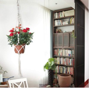 ギフトラウンド＆スクエアポット用手作りコットンローププラントハンガー（ポットは含まれません）