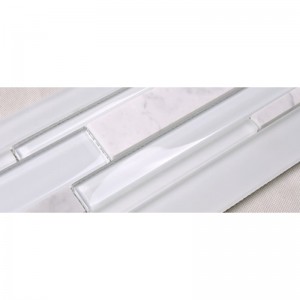 HSD131ホットセール最新デザイン白カララ大理石混合ガラスモザイクキッチンバックスラッシュ地下鉄タイル