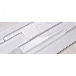 HSD131ホットセール最新デザイン白カララ大理石混合ガラスモザイクキッチンバックスラッシュ地下鉄タイル