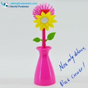 地下ホルダー付きAkbrandひまわり台所皿クリーニングブラシセット