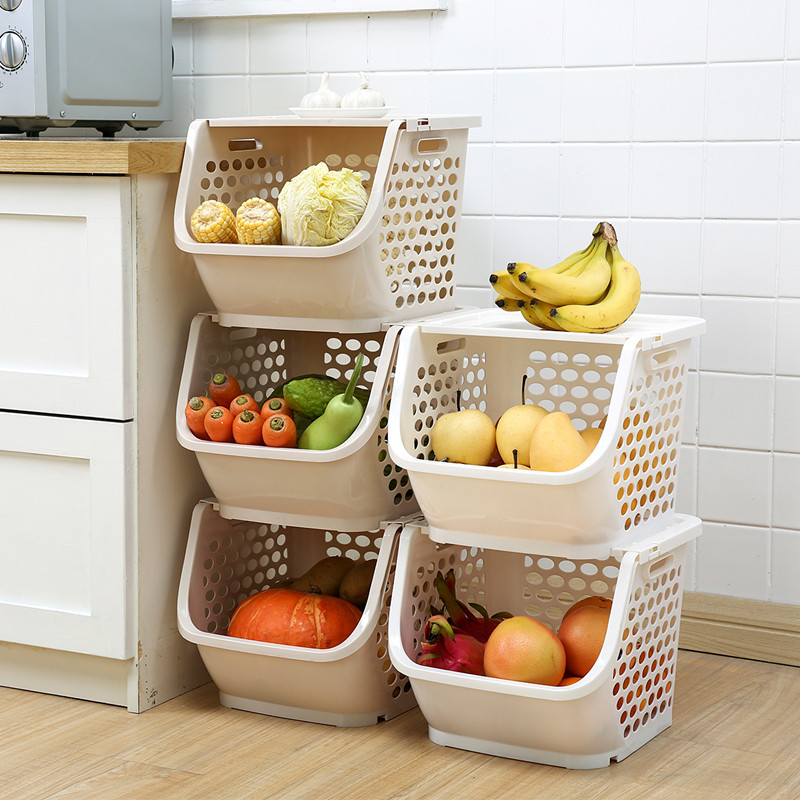 台所のためのプラスチック積み重ね可能な貯蔵のバスケットのオルガナイザー