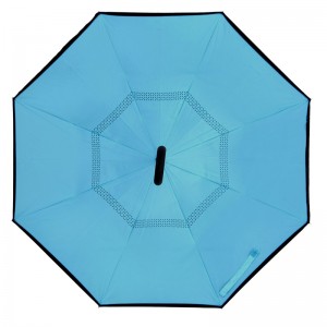 カスタムプリント二重層Cハンドル逆さま雨傘
