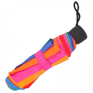 プラスチックハンドルが付いている虹色21インチ* 8k 190T紬生地3つ折りの傘