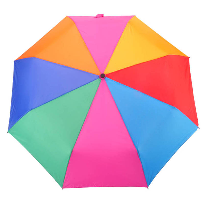 プラスチックハンドルが付いている虹色21インチ* 8k 190T紬生地3つ折りの傘