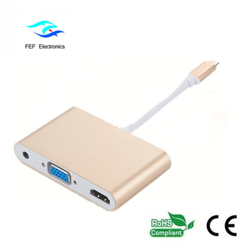 HDMI + VGAメス+オーディオへのミニディスプレイポート/ USB 3.1タイプc：FEF-DPIC-016