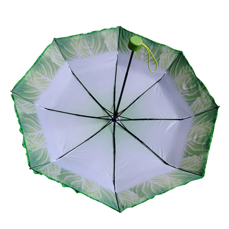 デジタルプリントキャベツ野菜傘特別なユニークな雨傘3つ折り手動オープン傘