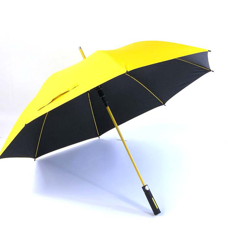 カスタムカラフルなグラスファイバーフレームロングハンドルストレート防風ゴルフ傘