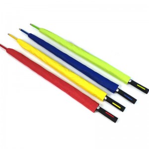 カスタムカラフルなグラスファイバーフレームロングハンドルストレート防風ゴルフ傘