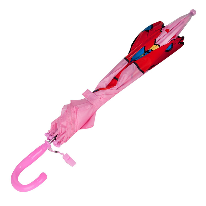 トップセール広告ピンクの蝶の写真動物子供カスタム自動オープンストレート傘