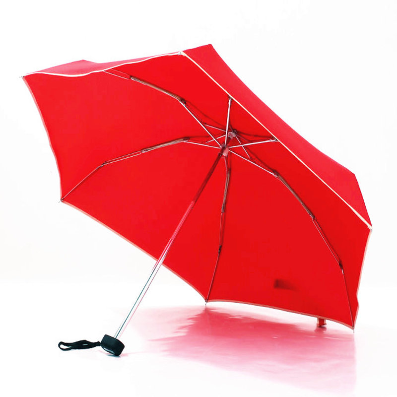 小型5つ折り赤ミニポケット傘