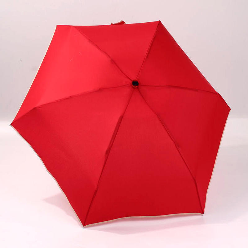 小型5つ折り赤ミニポケット傘