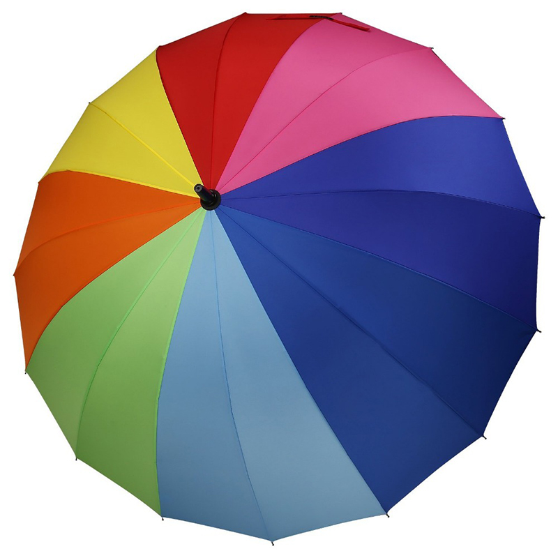 Wholesaleレインボー商品ギフトポンジー生地16 kストレート自動雨傘