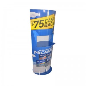 トレーが付いている販売のフロア・ディスプレイの立場の棚の容易に組み立てられた文房具のボール紙のポイント