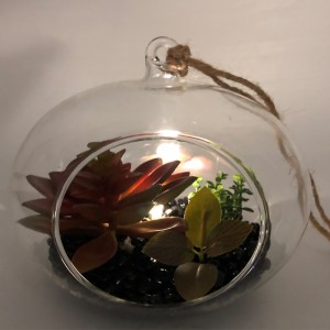 世界的な表示花瓶が付いているLEDのガラス卓上の装飾的な人工的な多肉植物