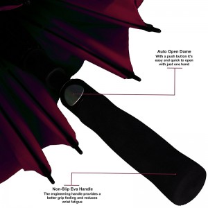 プロモーション風防二重層ロゴカスタムショルダースリーブ付き自動オープンゴルフ傘