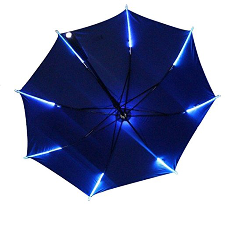 プラスチックハンドルのトーチの傘が付いているまっすぐな傘LEDの肋骨そしてLEDシャフト