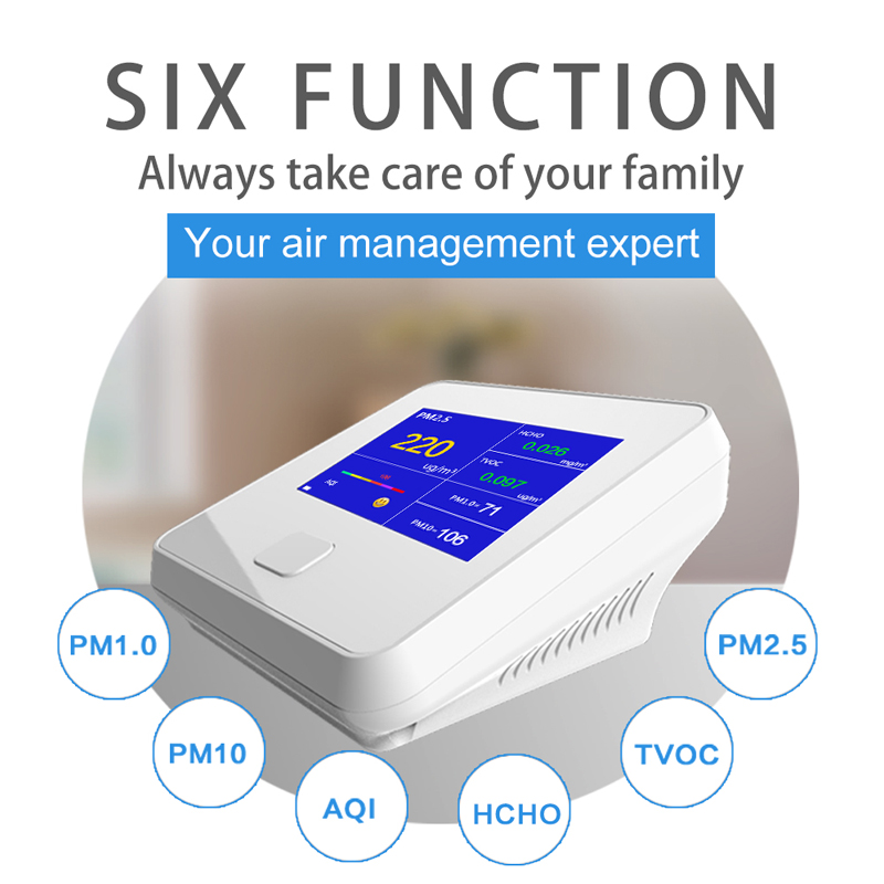 大気質モニター屋内用屋外デジタルPM2.5ガスアナライザーTVOC HCHO AQI PM10テスター空気アナライザー充電式バッテリー