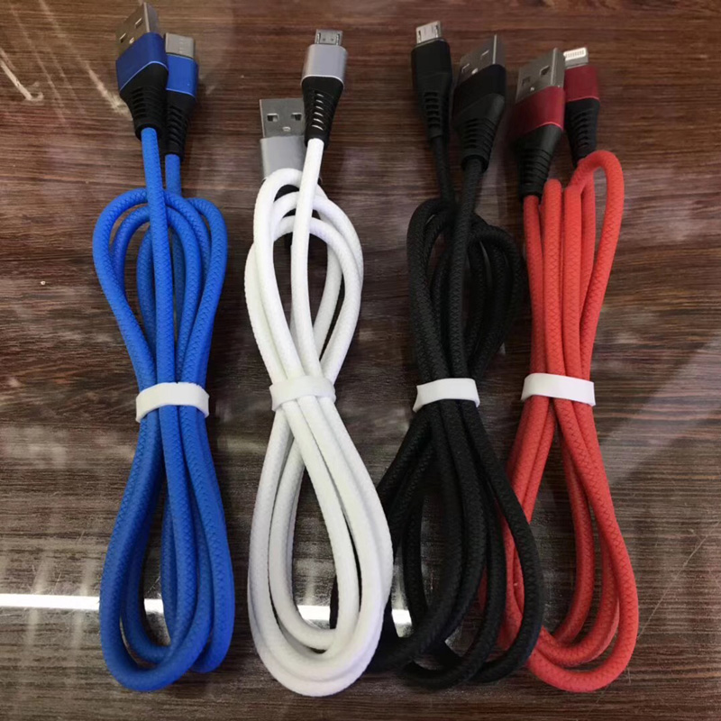 TPE急速充電円形アルミニウムハウジングフレックス曲げUSBデータケーブル、マイクロUSB、タイプC、iPhone雷充電および同期