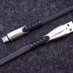 3.8A編組急速充電フラット亜鉛合金ハウジングもつれフリーフレックス曲げUSBデータケーブルfor micro USB、タイプC、iPhone電光充電および同期