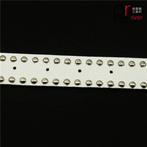 メタルバックル付き最新のホワイトレザーベルトストラップ