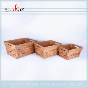 手作りの卸売編まれたpp籐収納バスケット