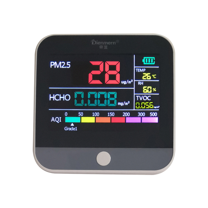 ホルムアルデヒド空気質テスターPM2.5ポータブルレーザーTVOC AQI検出器スマートモニター用ホームオフィス車の温度湿度
