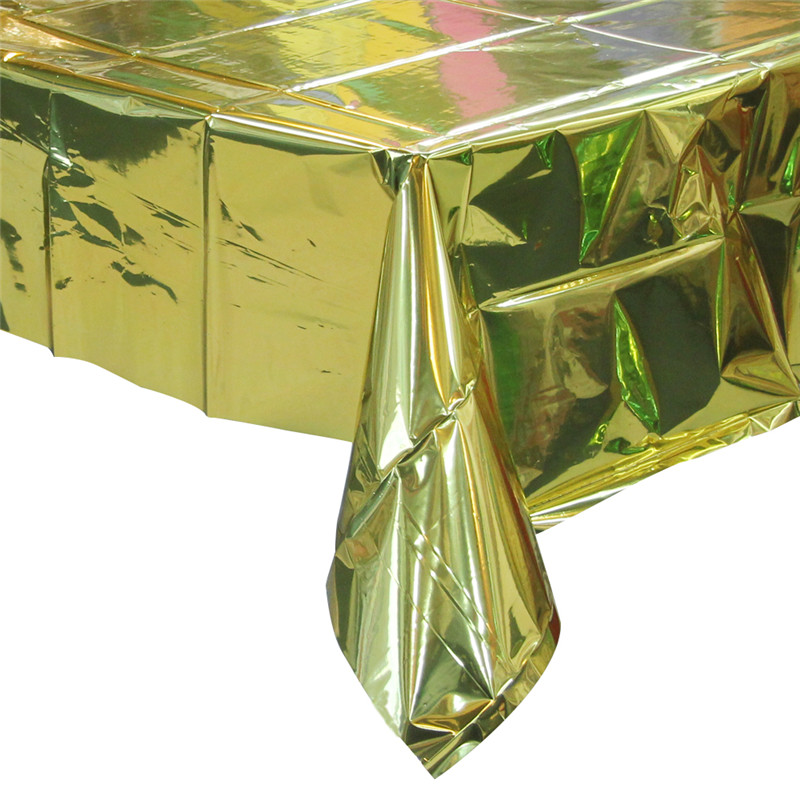 1.37×2.74メートルシャンパンゴールドカラーテーブルクロス3 s厚さ表カバー箔メタリックマットパーティーのため