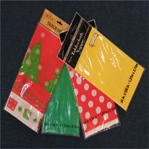 結婚式のお祝いプラスチックプリントPEVAテーブルカバー使い捨てテーブルクロス食器