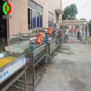 大きな野菜と果物の皮むきと切断の生産ライン