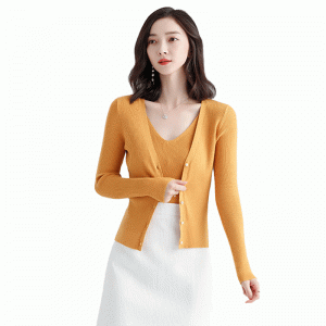 レディースフィットツーピースセットカーディガンとベストセーター